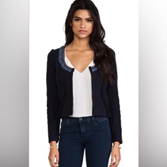 Maison Scotch Jolie Indigo Blue Tweed Jacket in size 2 - Picture 1 of 8